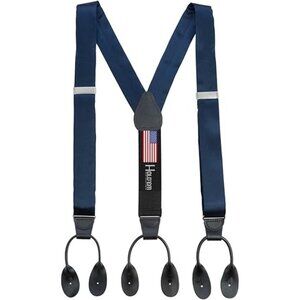 HOLD'EM 100% Silk Suspenders For Men Y-Back Button End – Navy